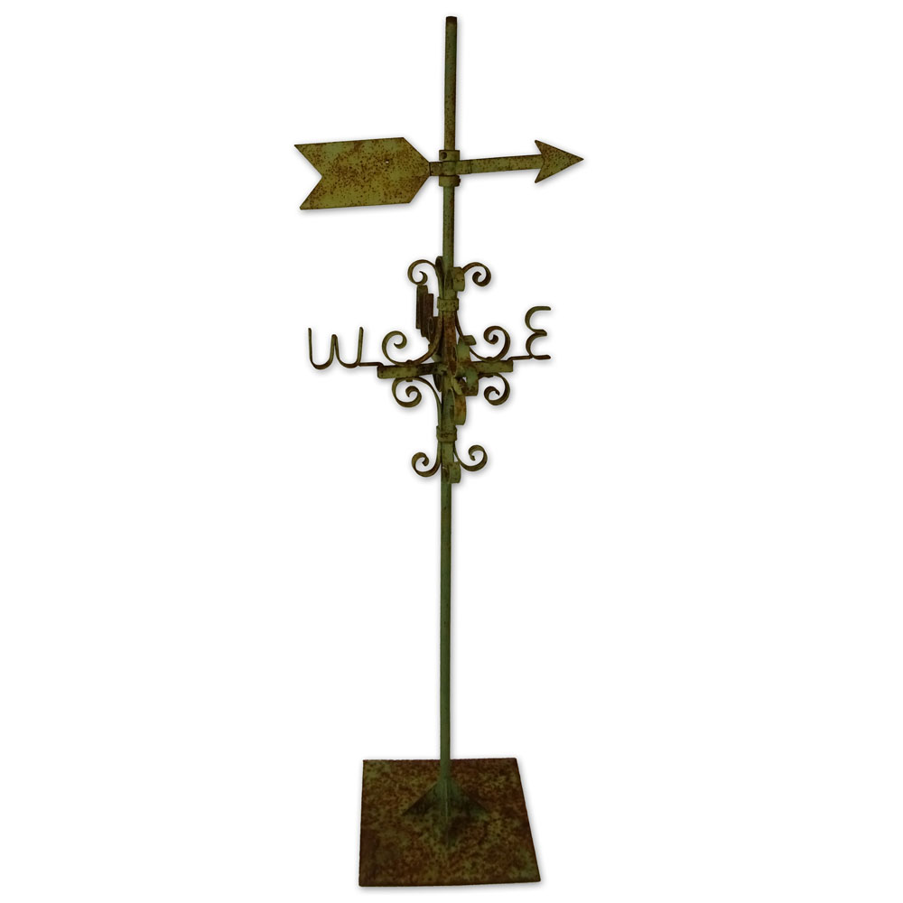 Early 20th Century Standing Painted Wrought Iron Weather Vane.