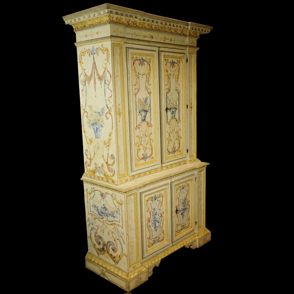 19/20th Century Italian Painted and Carved Wood Cabinet.