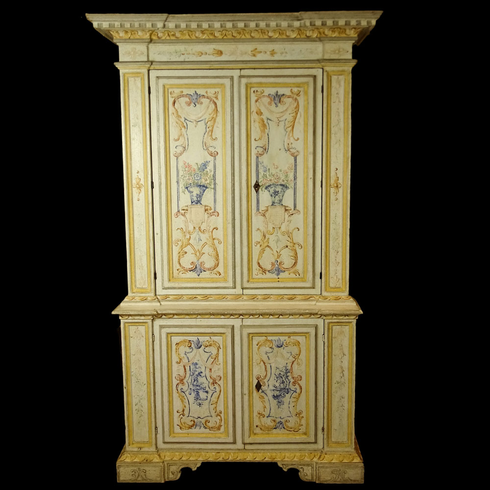 19/20th Century Italian Painted and Carved Wood Cabinet.