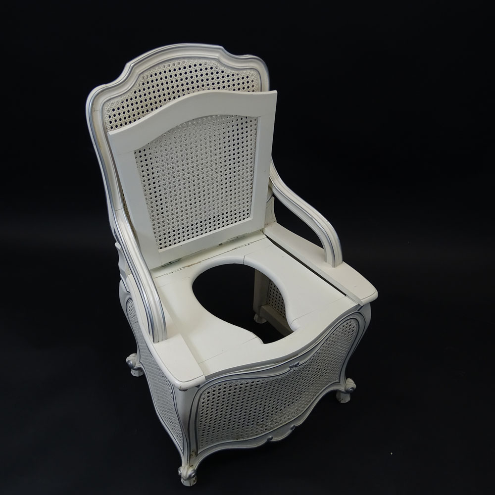 Vintage Louis XV style caned toilet/potty chair.