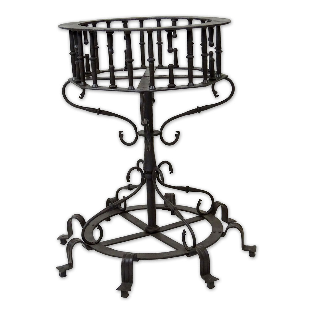 Large Possibly 1920's Wrought Iron Standing Jardinière. Later painted.