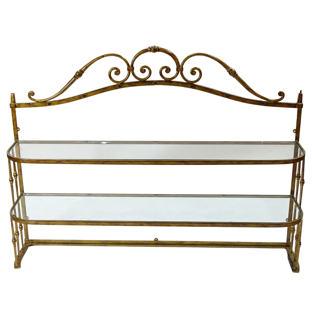 20th Century Gilt Iron Étagère With Glass Shelves.