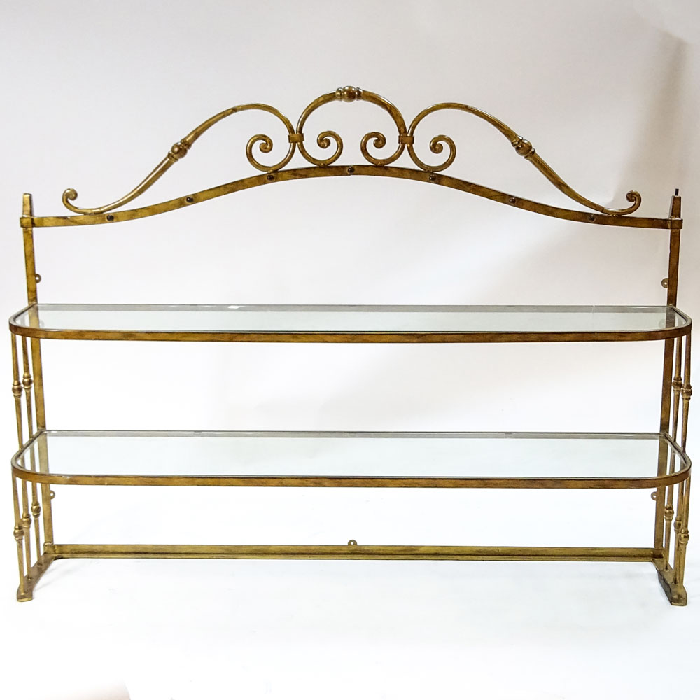 20th Century Gilt Iron Étagère With Glass Shelves.