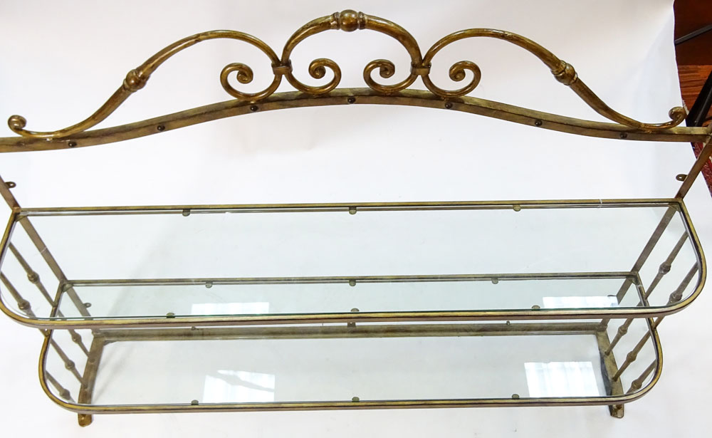 20th Century Gilt Iron Étagère With Glass Shelves.