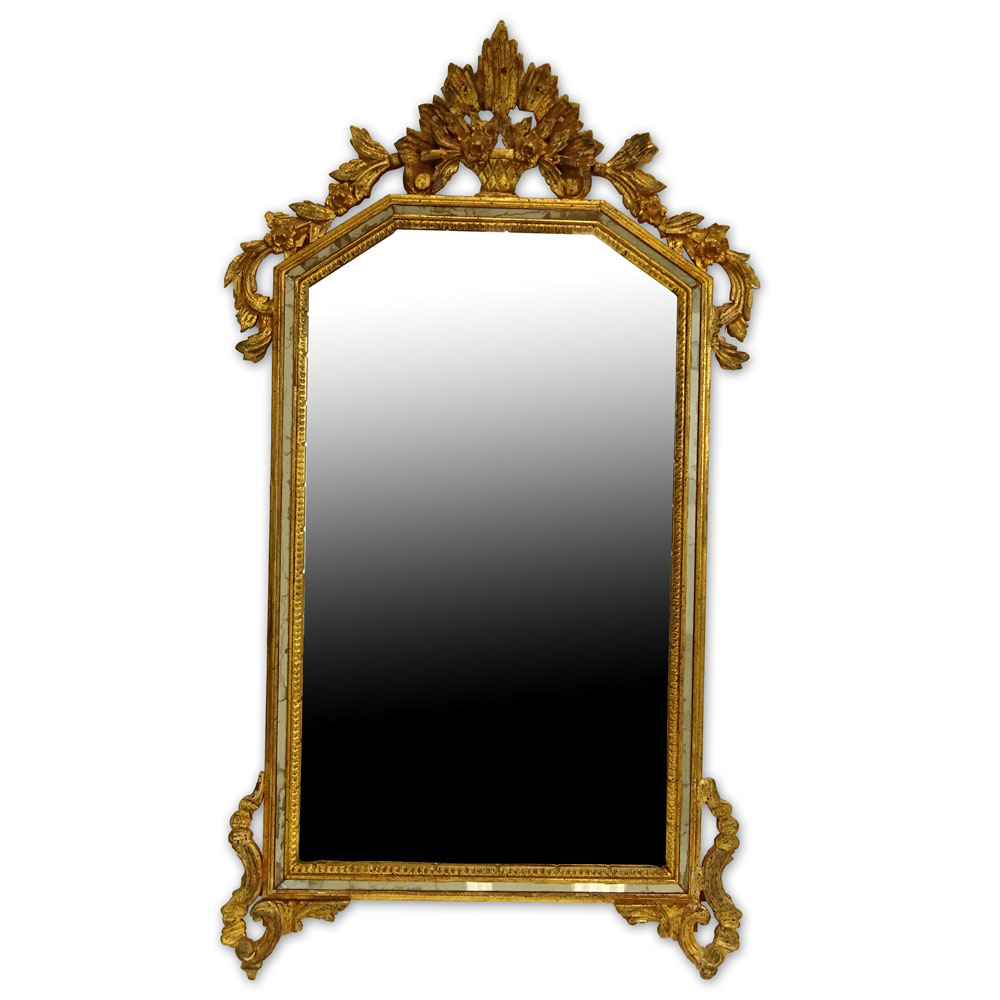 20th Century Italian Carved and Giltwood Mirror.