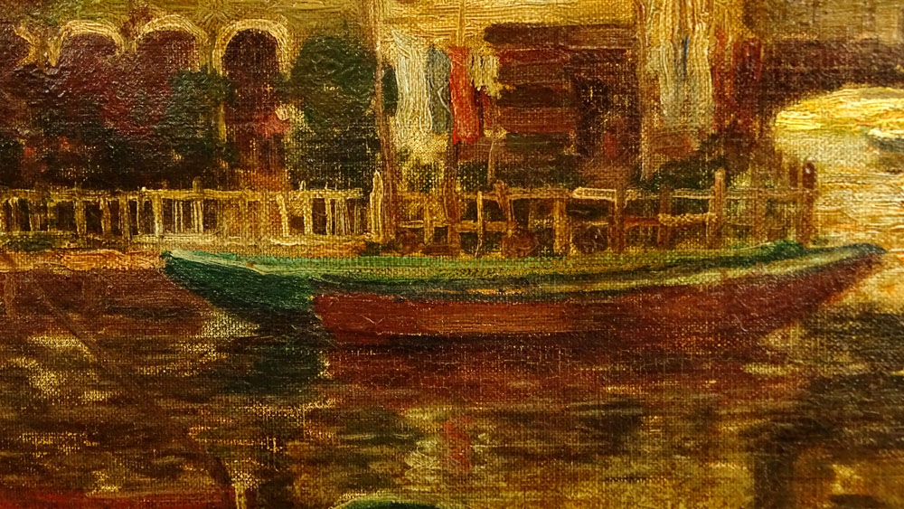 19/20th Century Italian School Oil on Canvas "Venice Canal" 