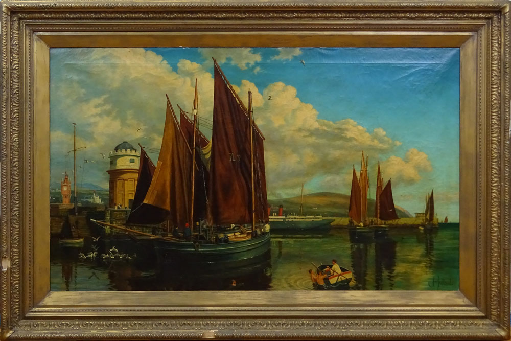 James Holland, British (1800-1870) Oil on canvas "European Port". 