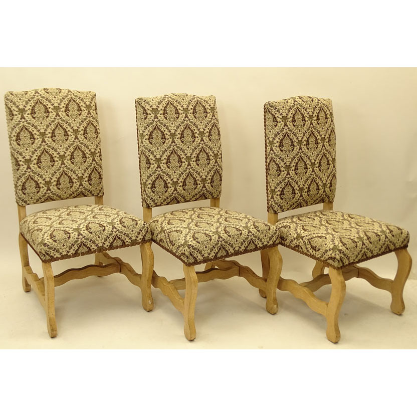 Set of Three (3) Italian Walnut Upholstered Chairs.