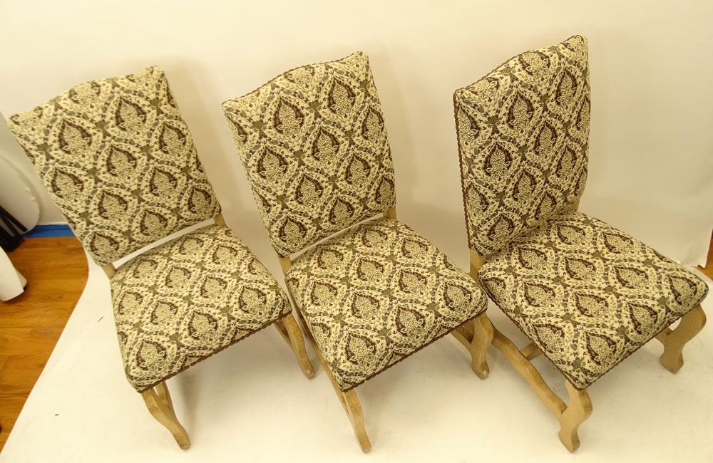 Set of Three (3) Italian Walnut Upholstered Chairs.