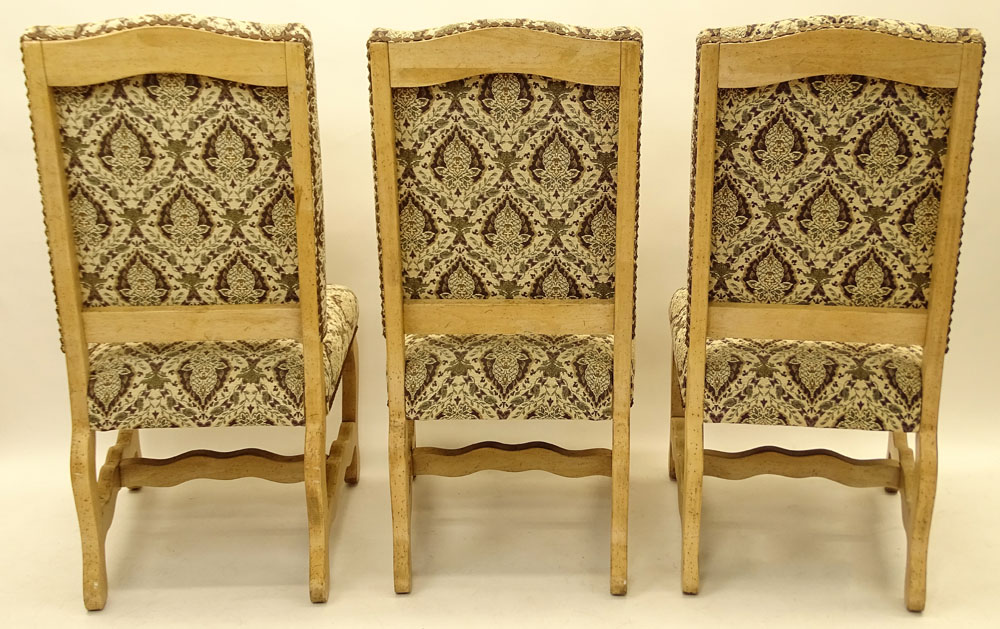 Set of Three (3) Italian Walnut Upholstered Chairs.