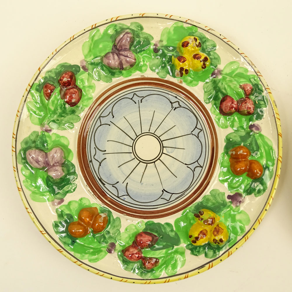 Lot of Three (3) Italian Majolica Fruit Border Plates.