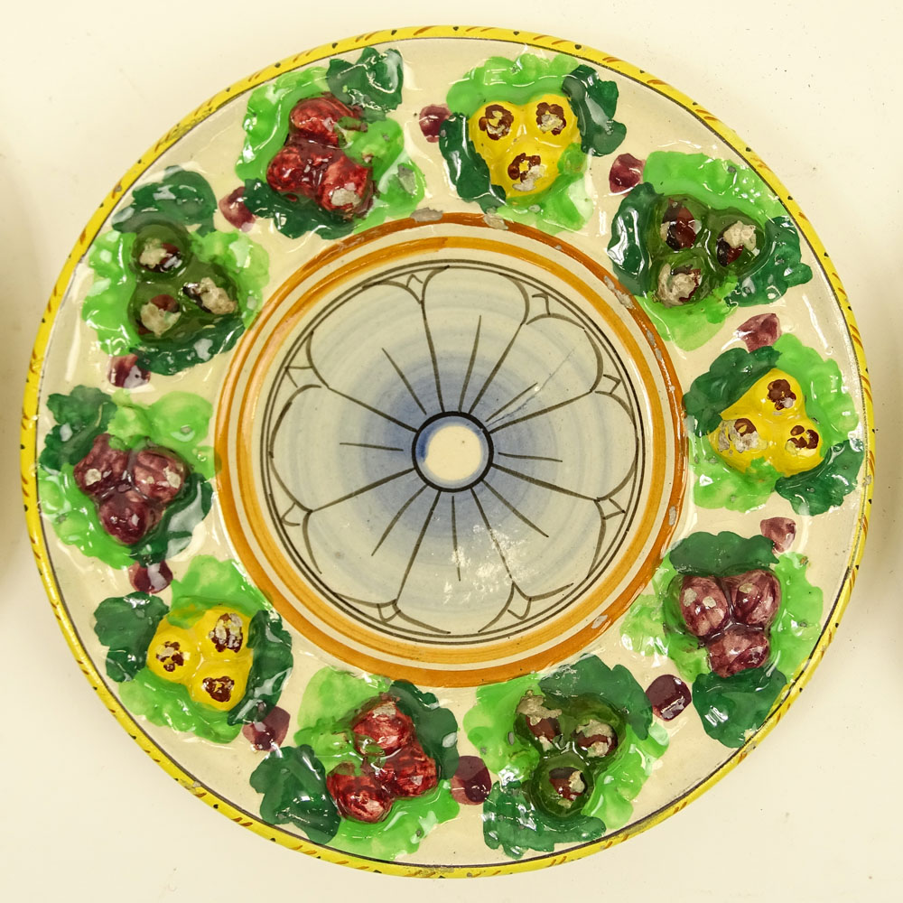 Lot of Three (3) Italian Majolica Fruit Border Plates.