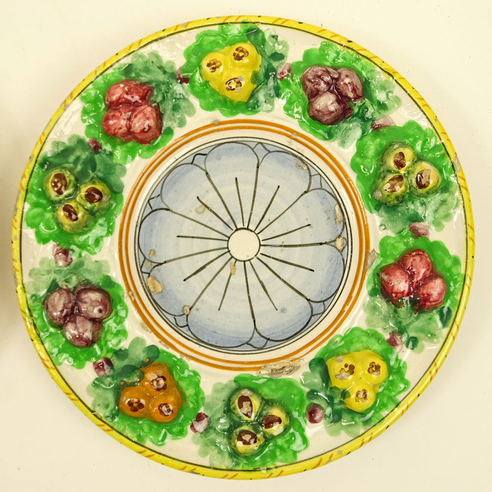 Lot of Three (3) Italian Majolica Fruit Border Plates.