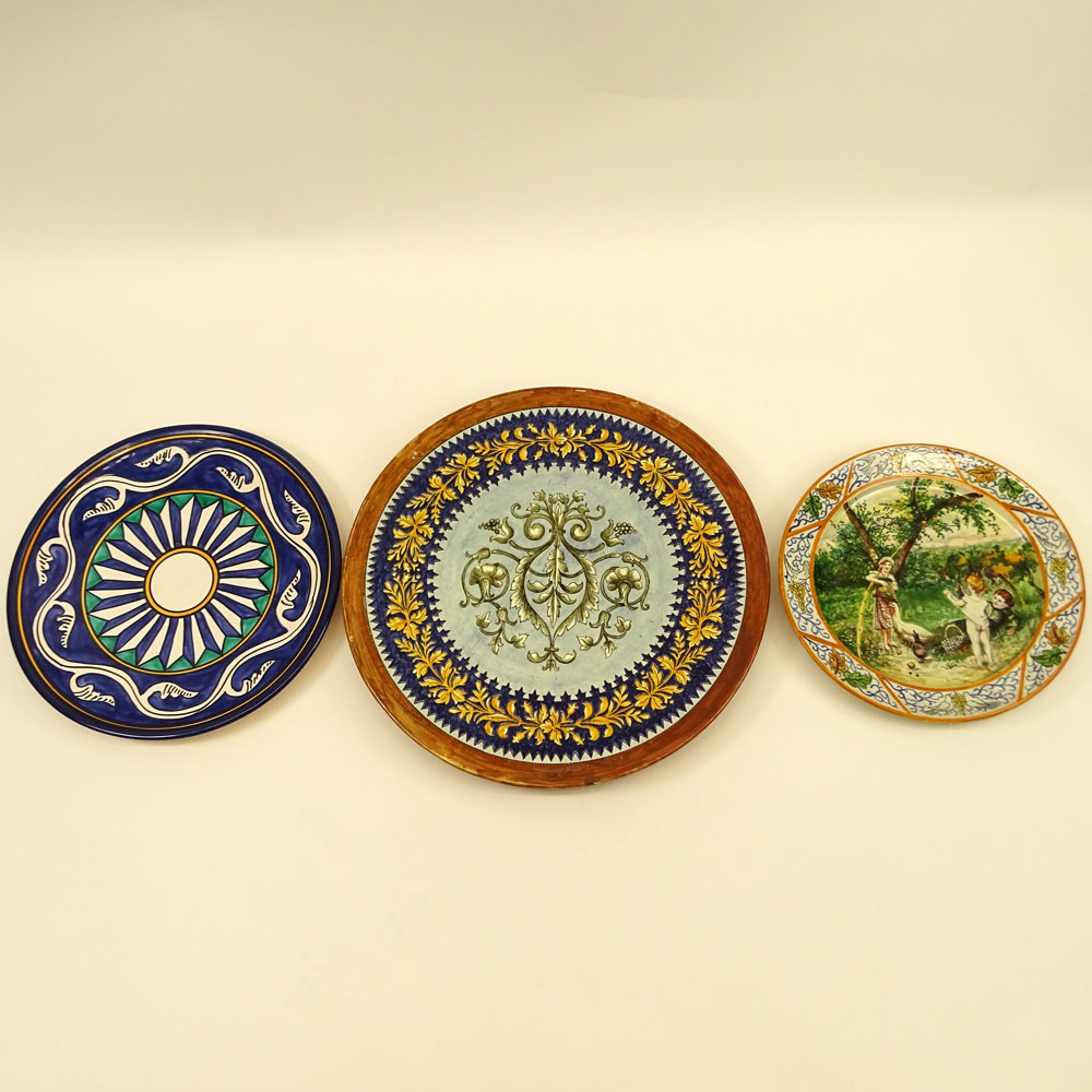 Collection of Three (3) Majolica Chargers.