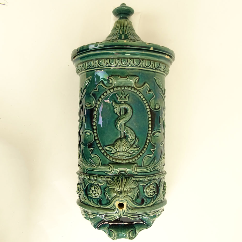 19/20th Century Majolica Lavabo. Figural spout.