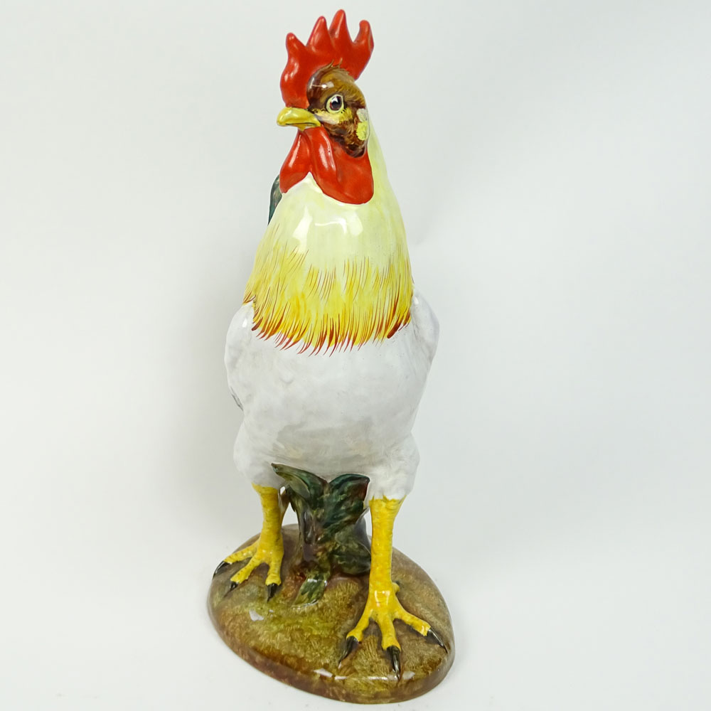 Italian Majolica Pottery Rooster Figurine.