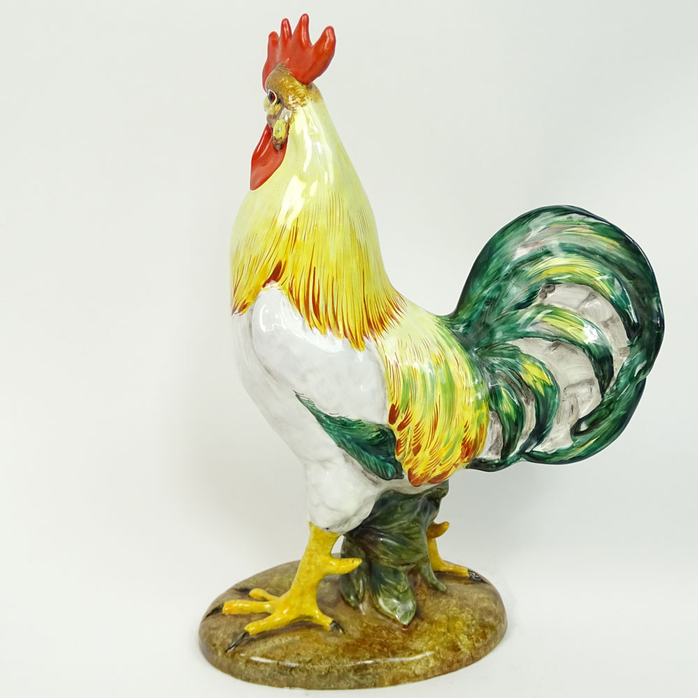 Italian Majolica Pottery Rooster Figurine.