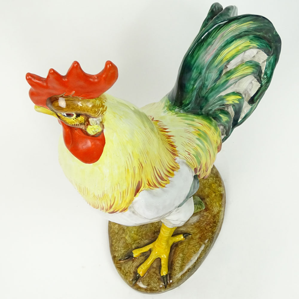 Italian Majolica Pottery Rooster Figurine.