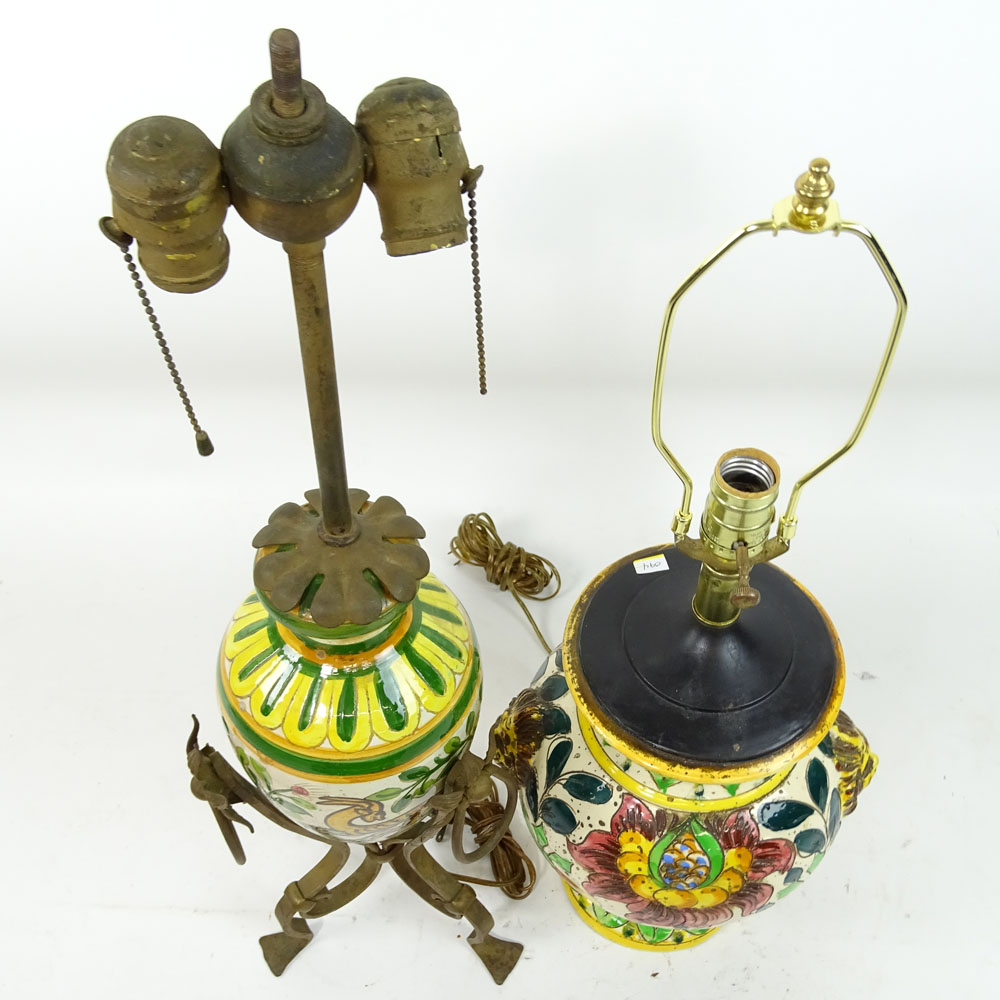 Two (2) Vintage Majolica Lamps.