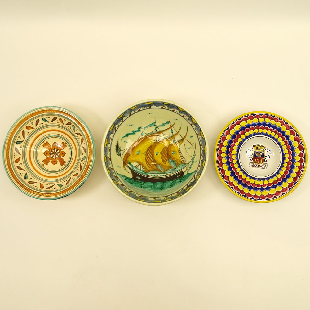 Collection of Three (3) Large Majolica Bowls.