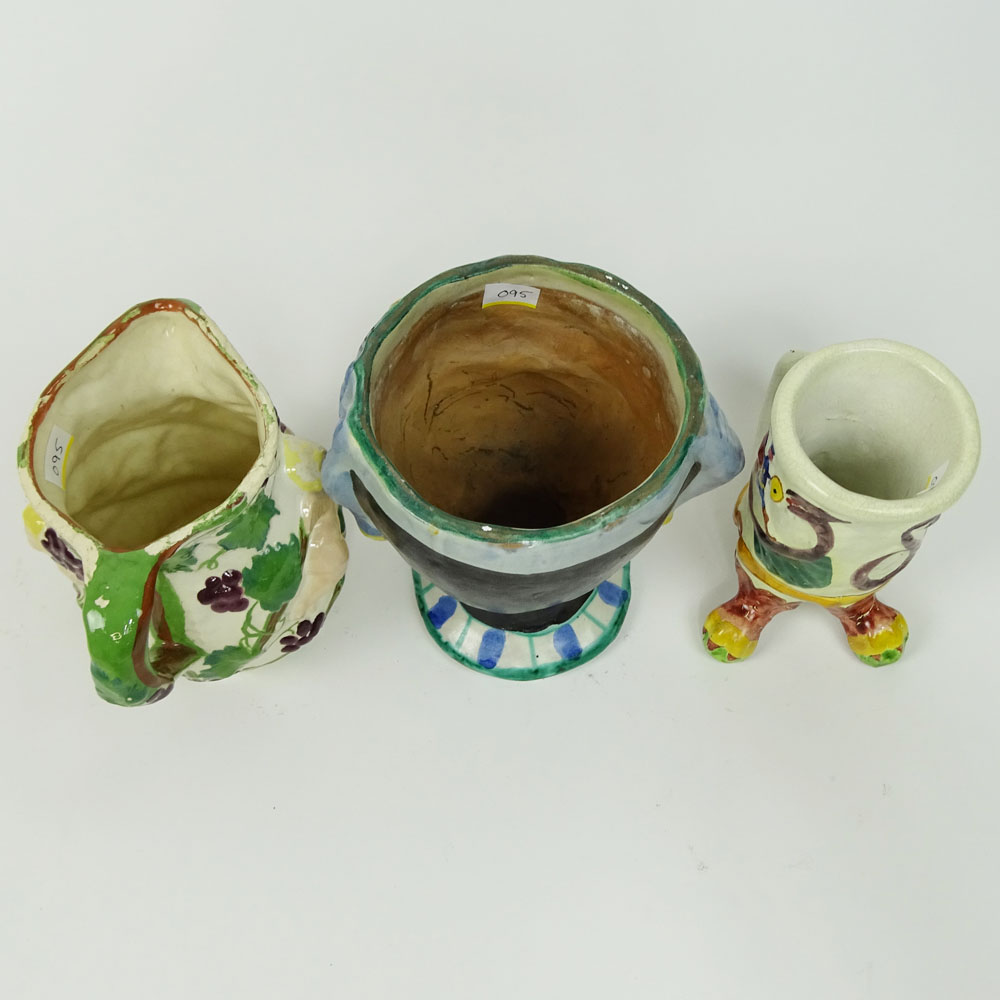 Lot of Three (3) Vintage Italian Majolica Pottery Decorative Items.