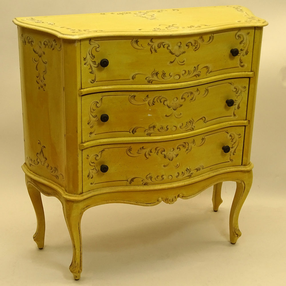 Mid 20th Century Italian Painted Three Drawer Commode.