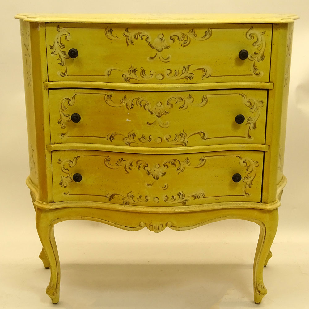 Mid 20th Century Italian Painted Three Drawer Commode.