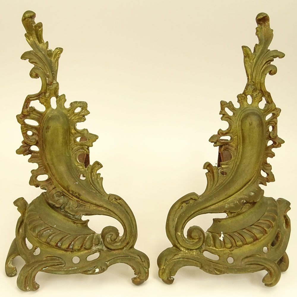 Pair Early to Mid 20th Century Rococo Style Bronze Chenets.