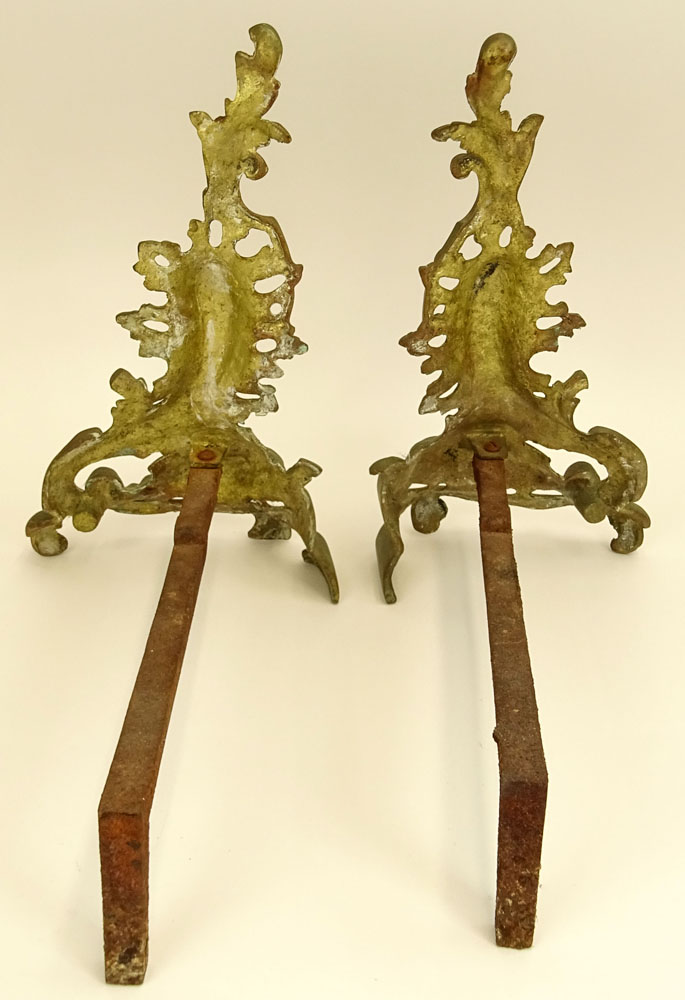 Pair Early to Mid 20th Century Rococo Style Bronze Chenets.