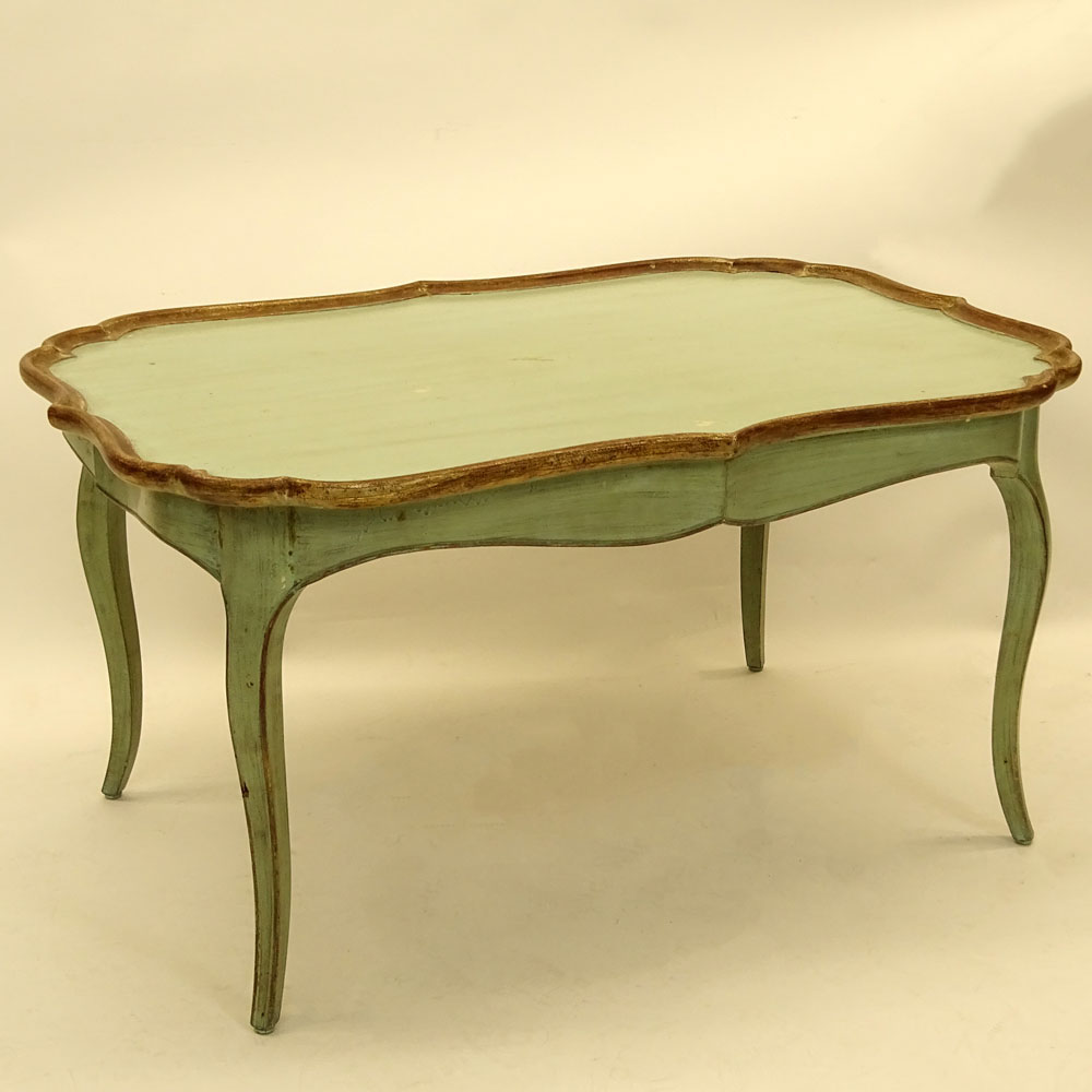 Mid 20th Century Italian Painted and Parcel Gilt Cocktail Table.