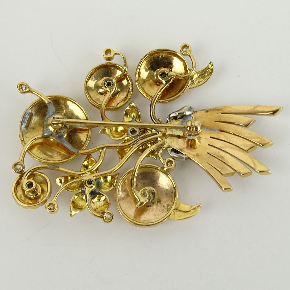 Antique 14 Karat Yellow Gold Stickpin Brooch Set with Approx. 1.50 Carat Old European and Brilliant Cut Diamonds.