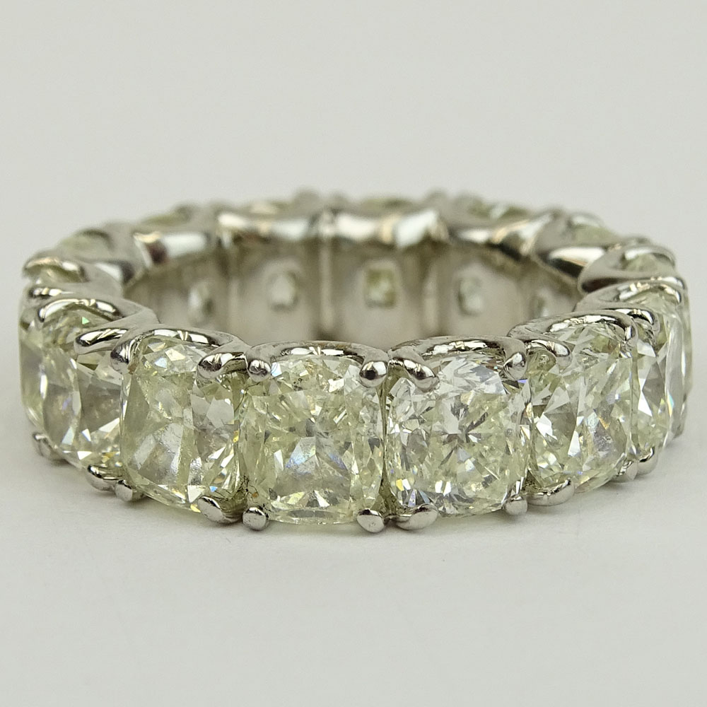 Very Fine Diamond and Platinum Eternity Band Set with Fourteen (14) Well Matched Cushion Cut Diamonds Approx. 15.20 Carat TW.