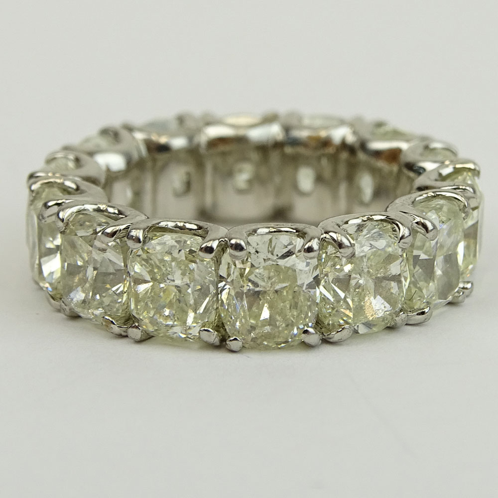 Very Fine Diamond and Platinum Eternity Band Set with Fourteen (14) Well Matched Cushion Cut Diamonds Approx. 15.20 Carat TW.