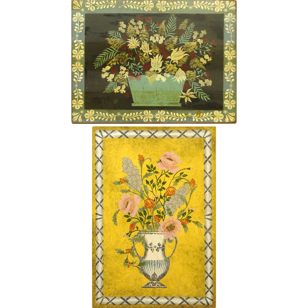 Two (2) 20th Century Decorative Paintings. One on canvas, one on board. 