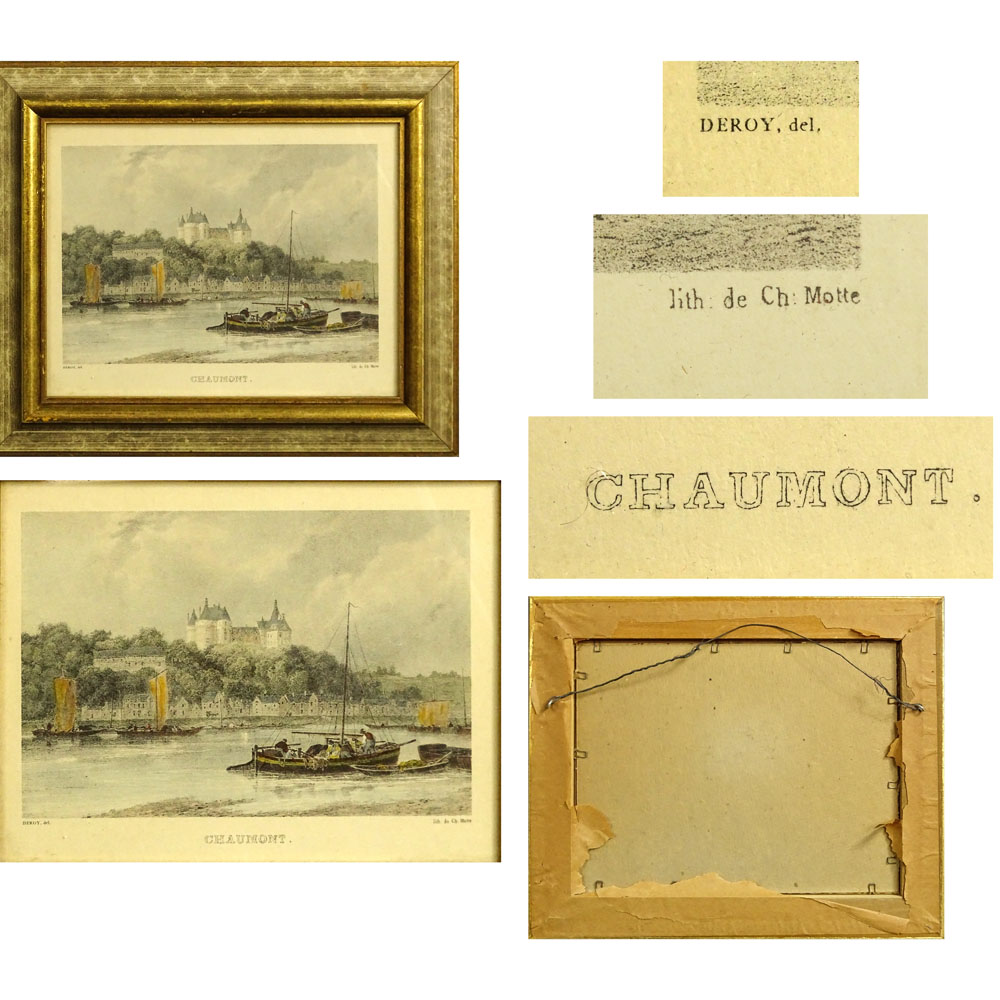 Set of Four (4) Antique Hand Colored Lithographs. "European Scenes"