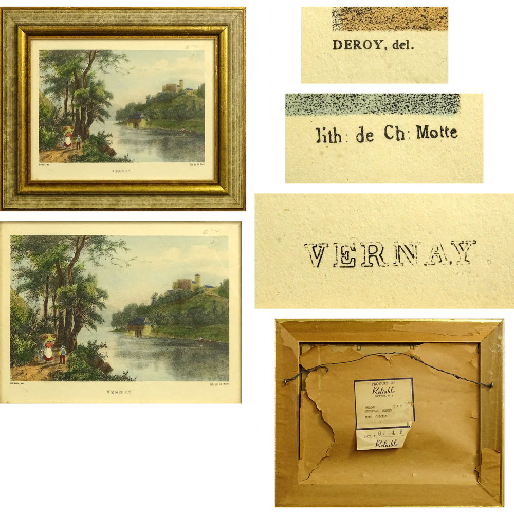 Set of Four (4) Antique Hand Colored Lithographs. "European Scenes"