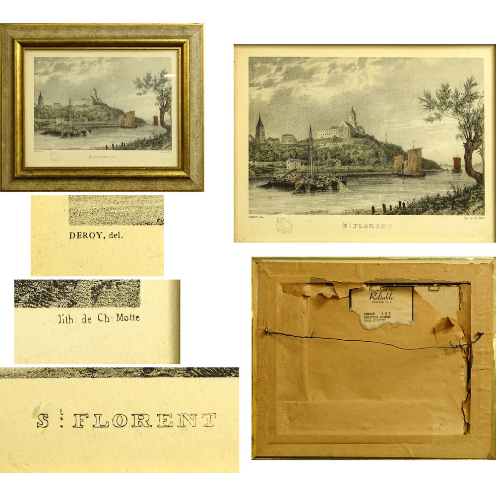 Set of Four (4) Antique Hand Colored Lithographs. "European Scenes"