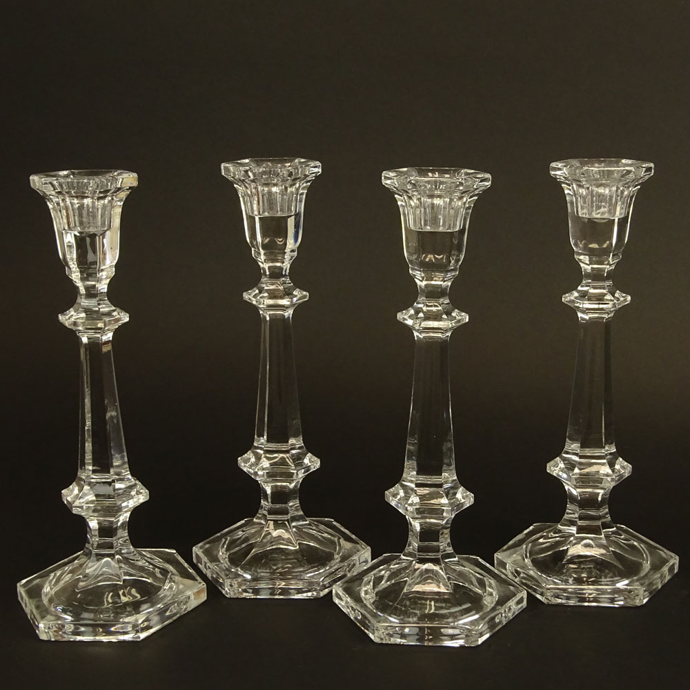 Four Vintage Glass Candlesticks.