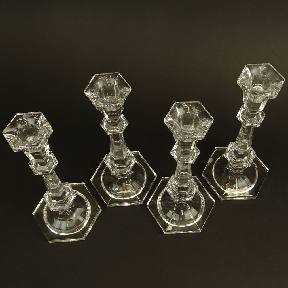 Four Vintage Glass Candlesticks.