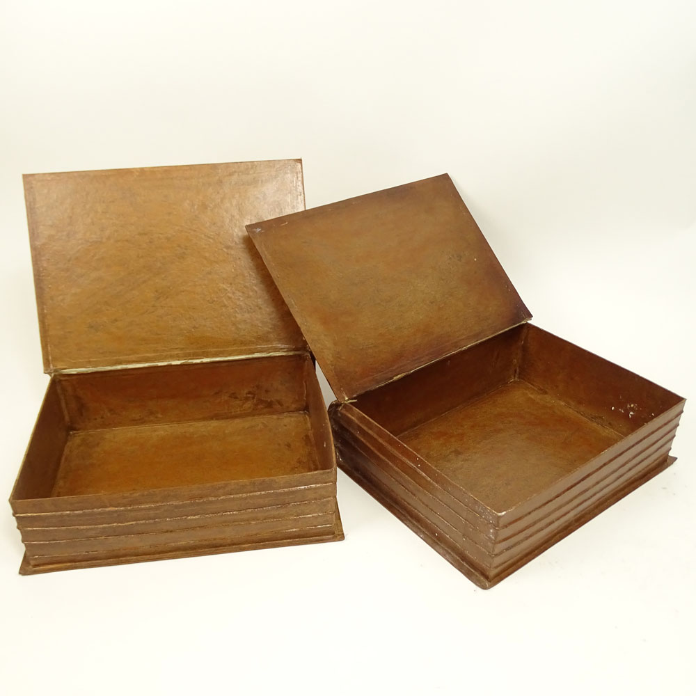 Pair of Large Vintage Lacquered Paper "Book" Boxes/Files. 