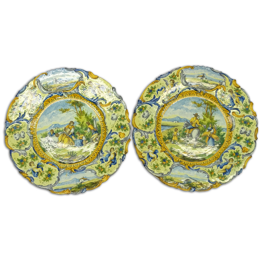 Pair of 20th Century Italian Majolica Chargers.