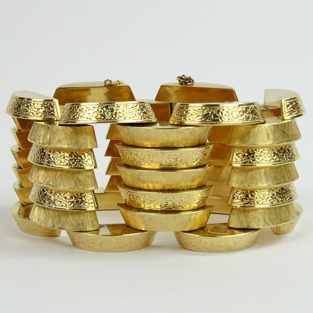 Large and Heavy Retro 14 Karat Yellow Gold Bracelet.