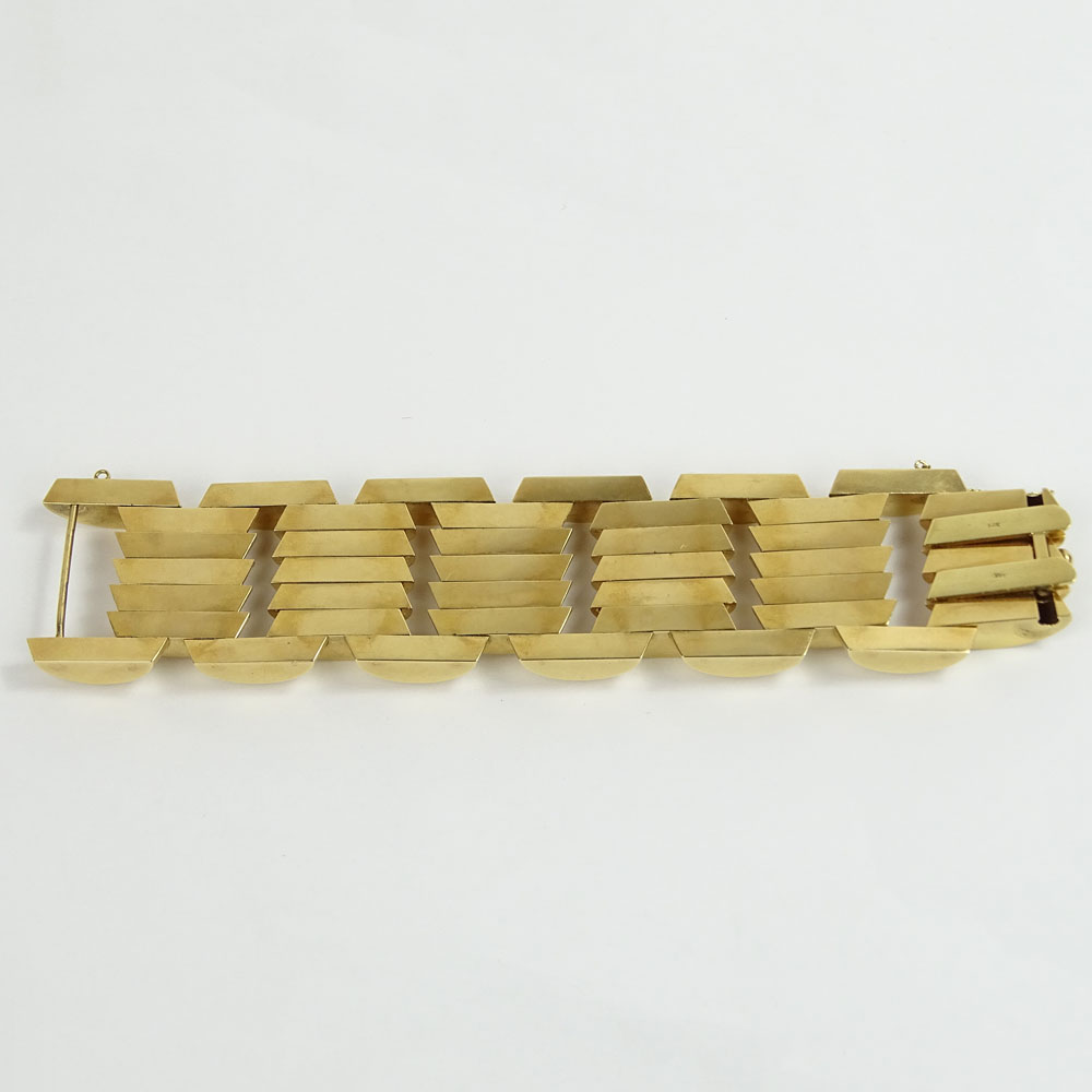 Large and Heavy Retro 14 Karat Yellow Gold Bracelet.