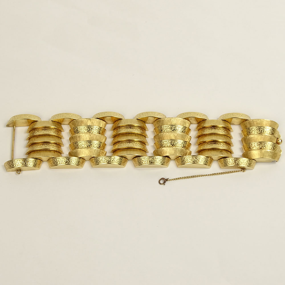 Large and Heavy Retro 14 Karat Yellow Gold Bracelet.