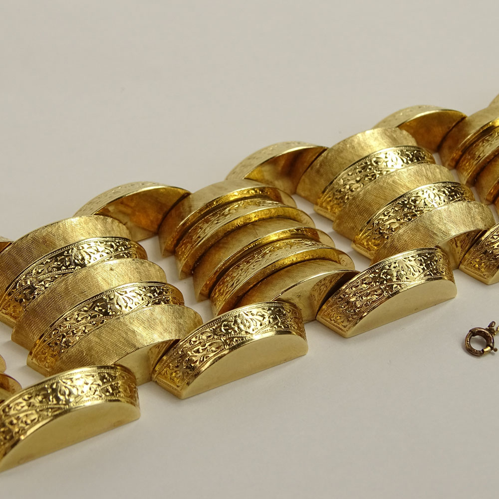 Large and Heavy Retro 14 Karat Yellow Gold Bracelet.