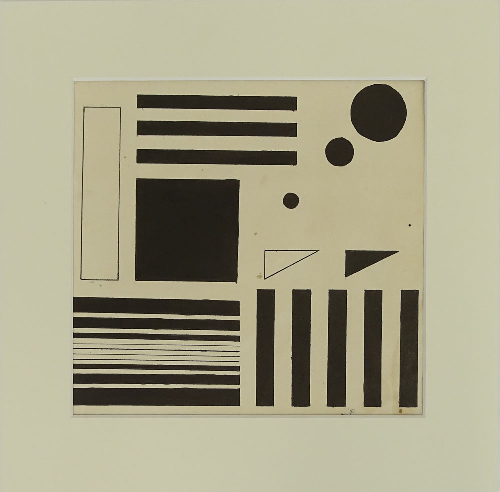 Henryk Berlewi (1894-1967) Ink on paper "Abstract Composition" Signed and dated 1922 en verso. 