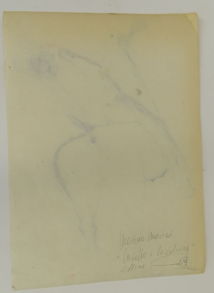 attributed to: Marino Marini, Italian (1901-1980) Ink on paper "Horse And Rider" Signed, bears seal. 