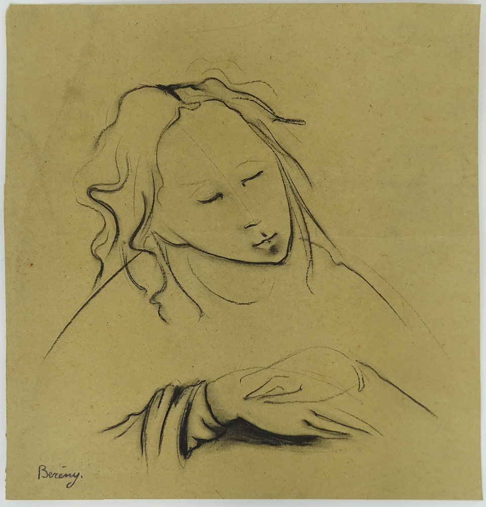 Robert Berény, Hungarian (1887-1953) Charcoal on cardboard "Sleeping Girl". 