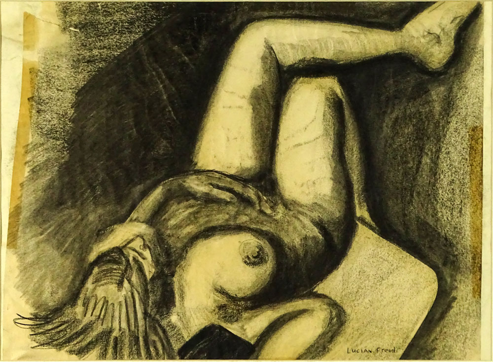 Charcoal on Paper, Nude. Signed Lucian Freud lower right. 