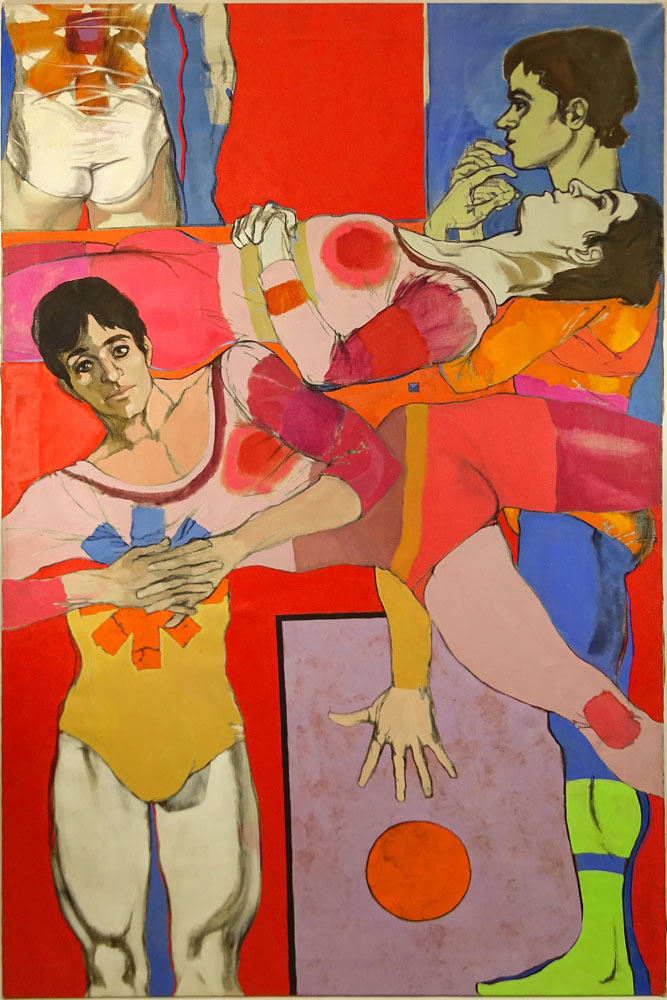 Richard Banks, American (born 1929) Oil on canvas "Dancers". 